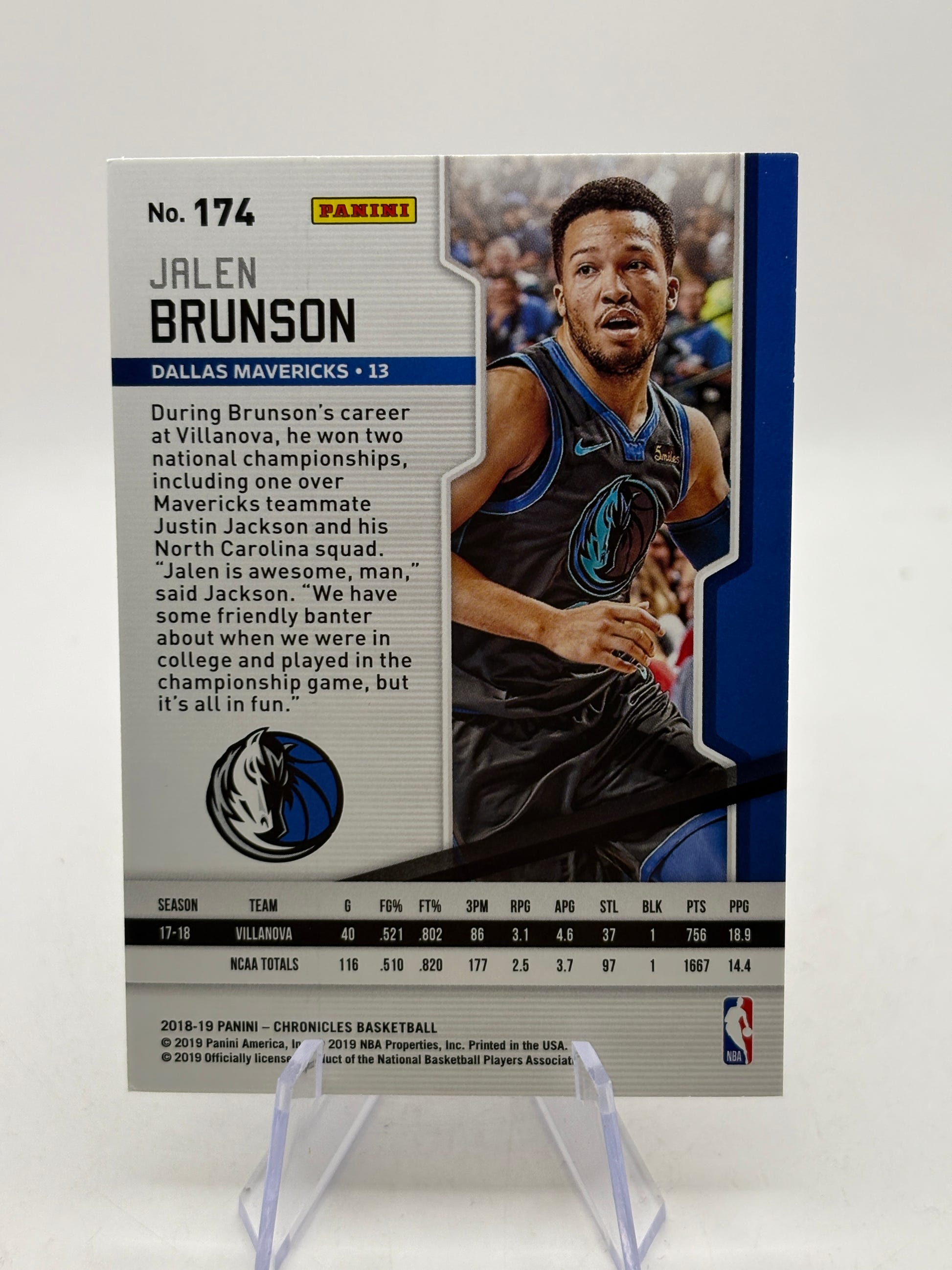 2018-19 Panini Chronicles #174 Jalen Brunson Playoff Rookie image 2