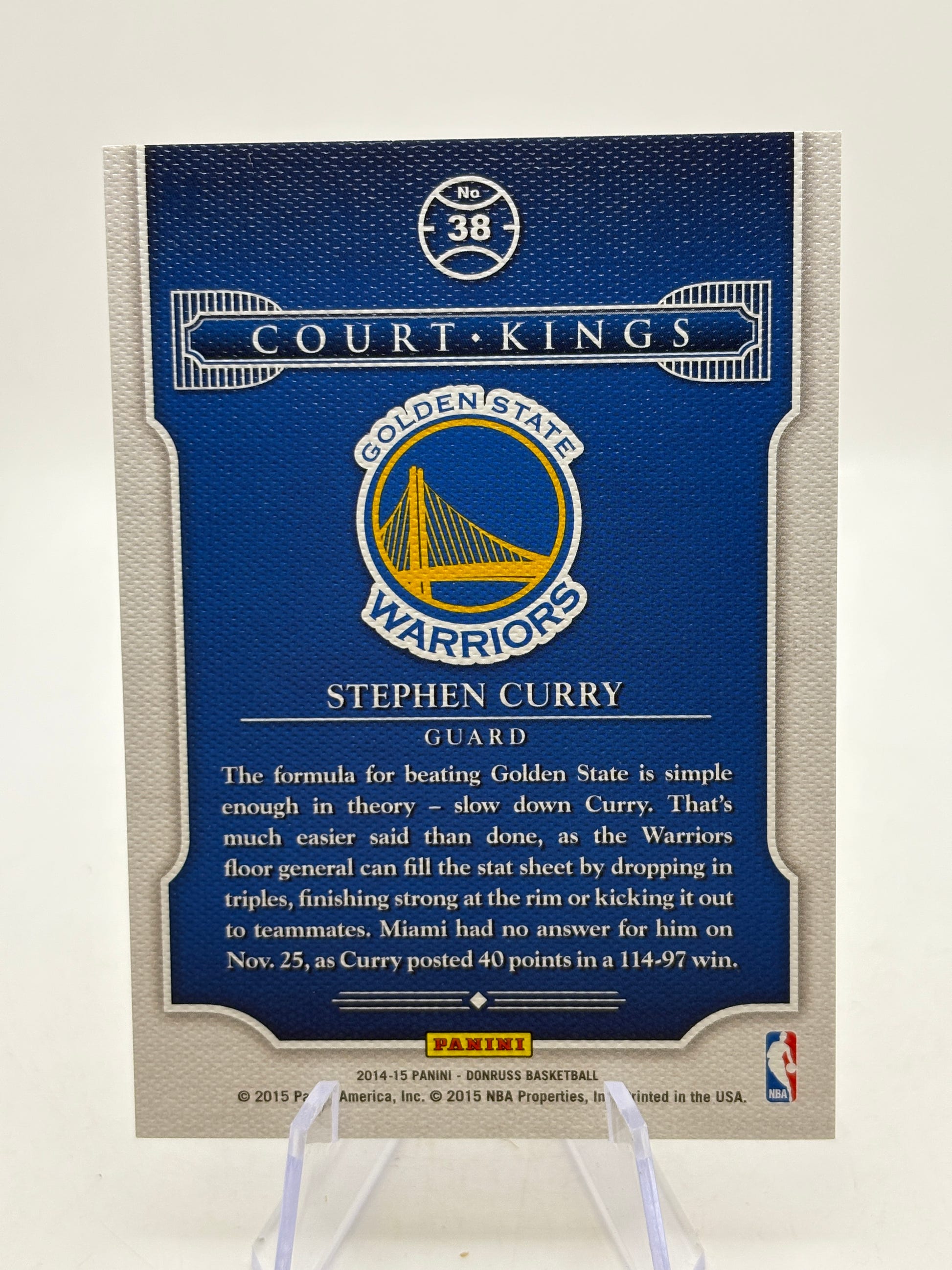 2014-15 Panini Donruss - #38 Stephen Curry Stat Line 76/84 Court Kings image 2