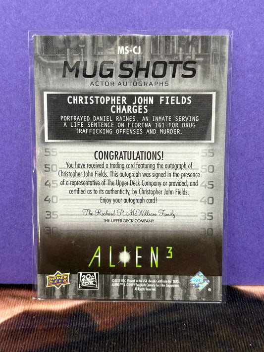 2021 Upper Deck Alien 3 Mug Shots Autograph Card Christopher John Fields (3) FRENLY BRICKS - Open 7 Days