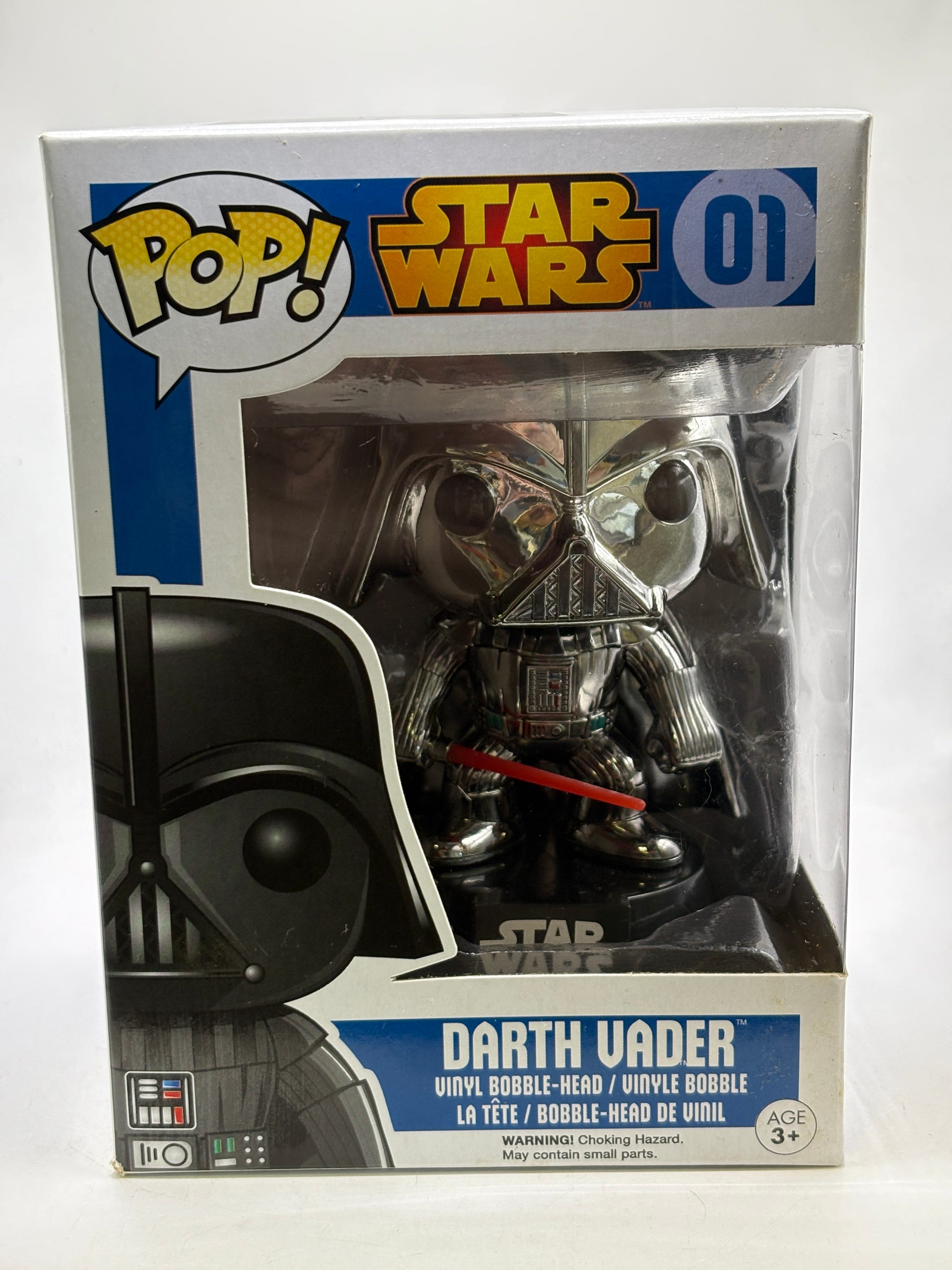 Funko POP! Star Wars #01 Darth Vader Chrome Vinyl Bobble-Head Box DMG image 1