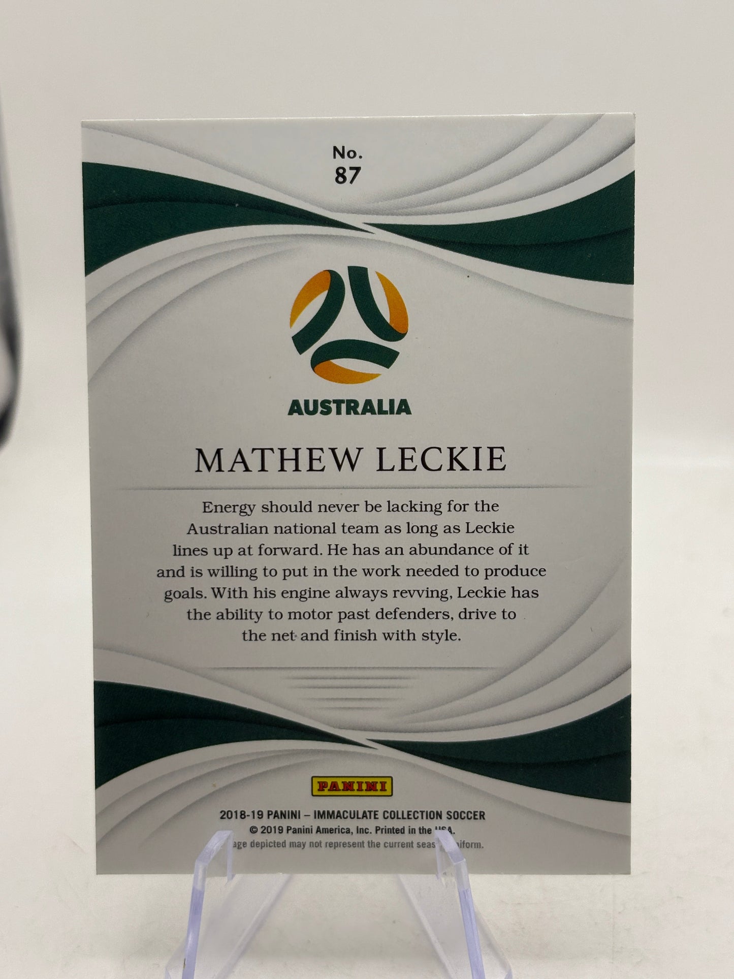 2018-19 Panini Immaculate Collection Soccer - Mathew Leckie #87 /65 FRENLY BRICKS - Open 7 Days