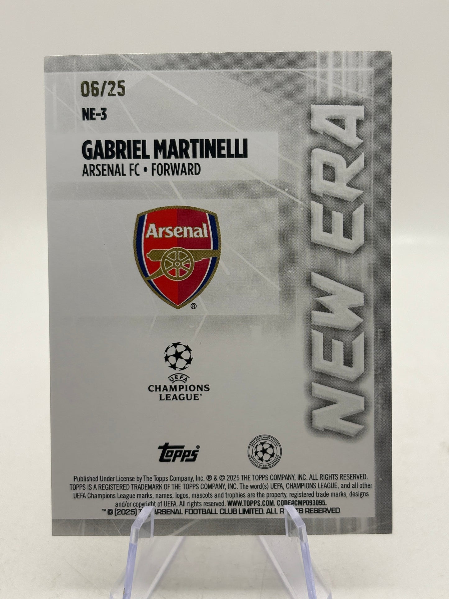 2025 Topps UEFA Champions League - NE-3 New Era Gabriel Martinelli /25 FRENLY BRICKS - Open 7 Days