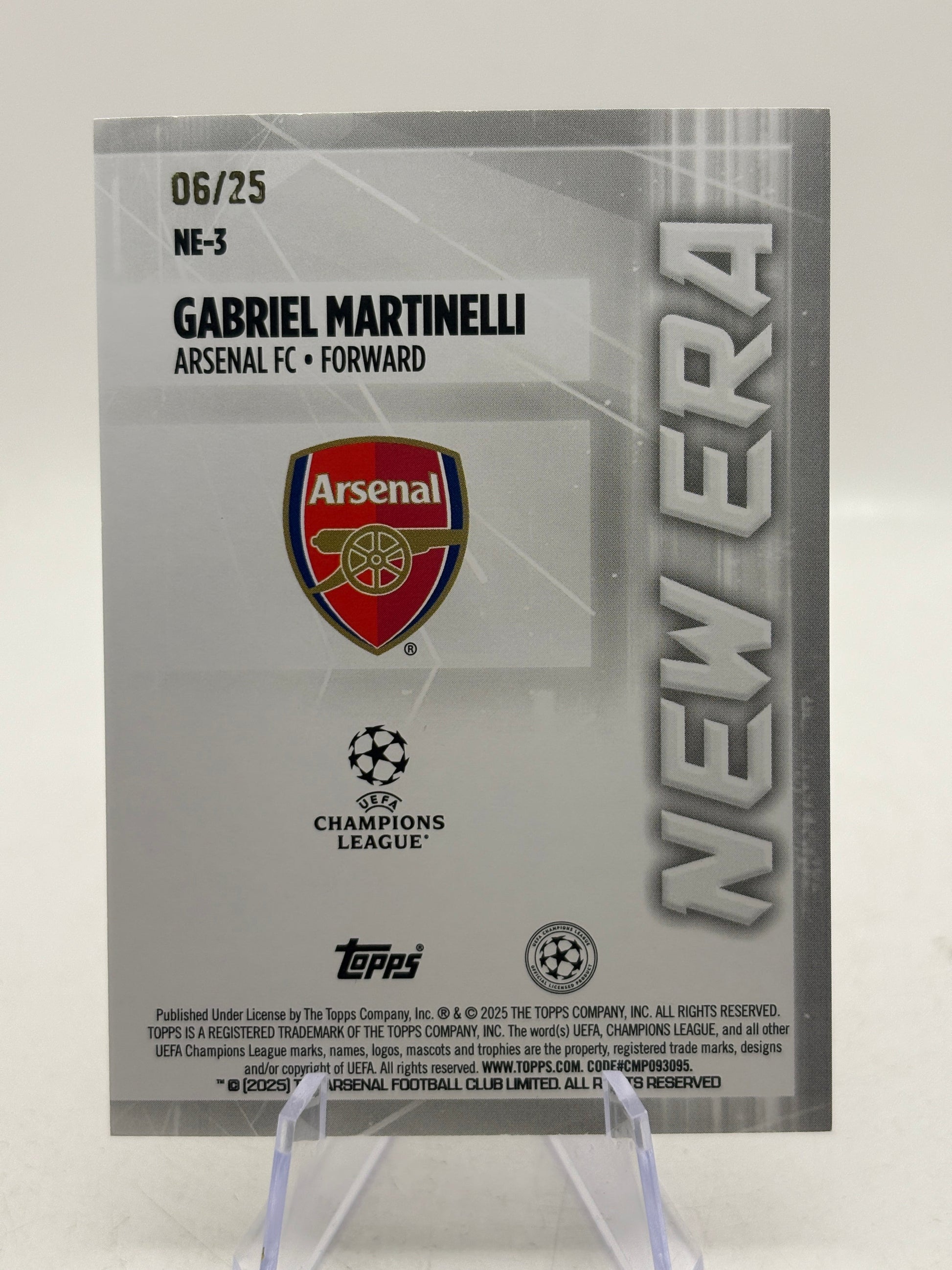 2025 Topps UEFA Champions League - NE-3 New Era Gabriel Martinelli /25 FRENLY BRICKS - Open 7 Days