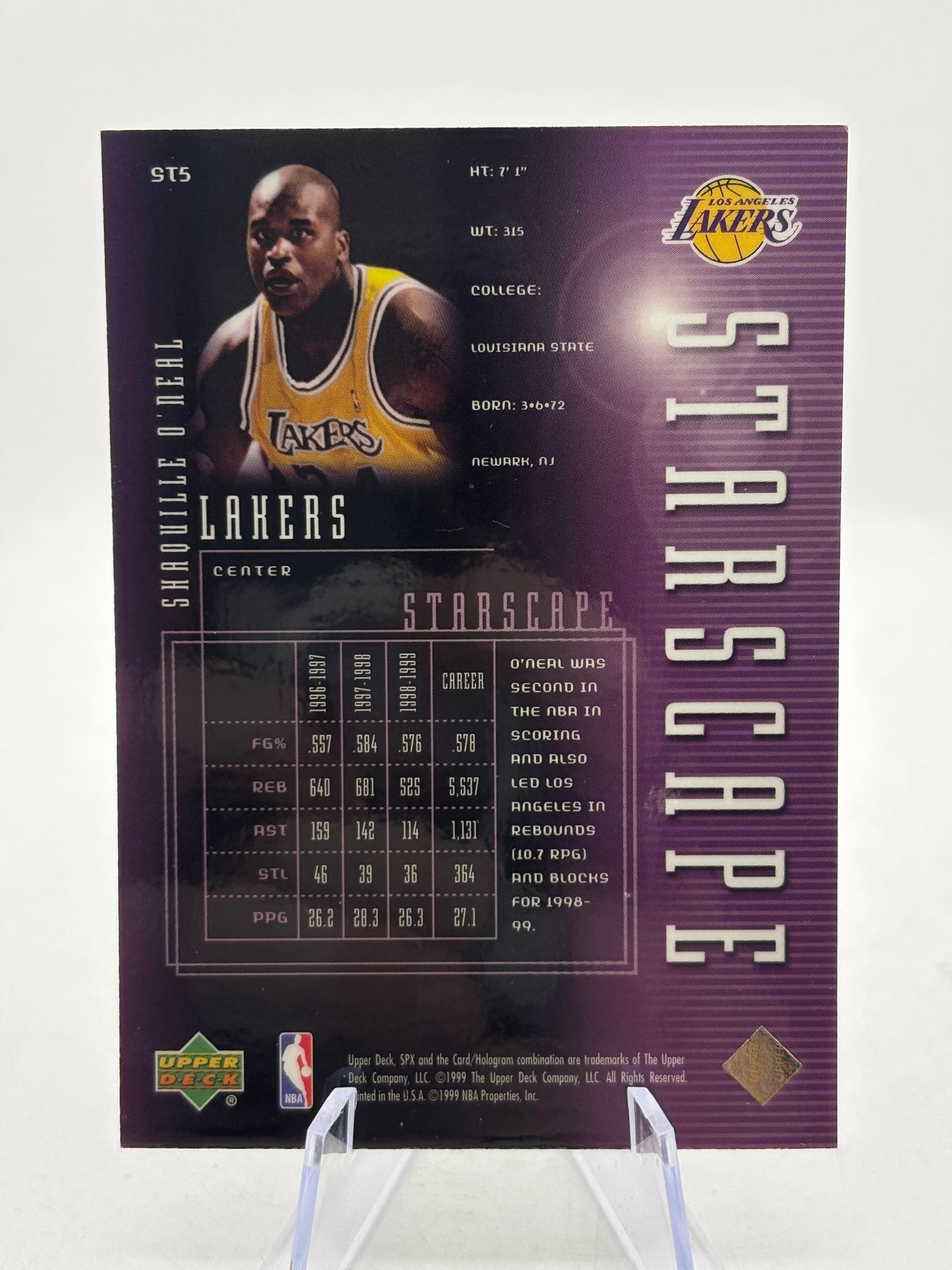 Shaquille O'Neal 1999-00 Upper Deck SPx Starscape Insert (1) FRENLY BRICKS - Open 7 Days