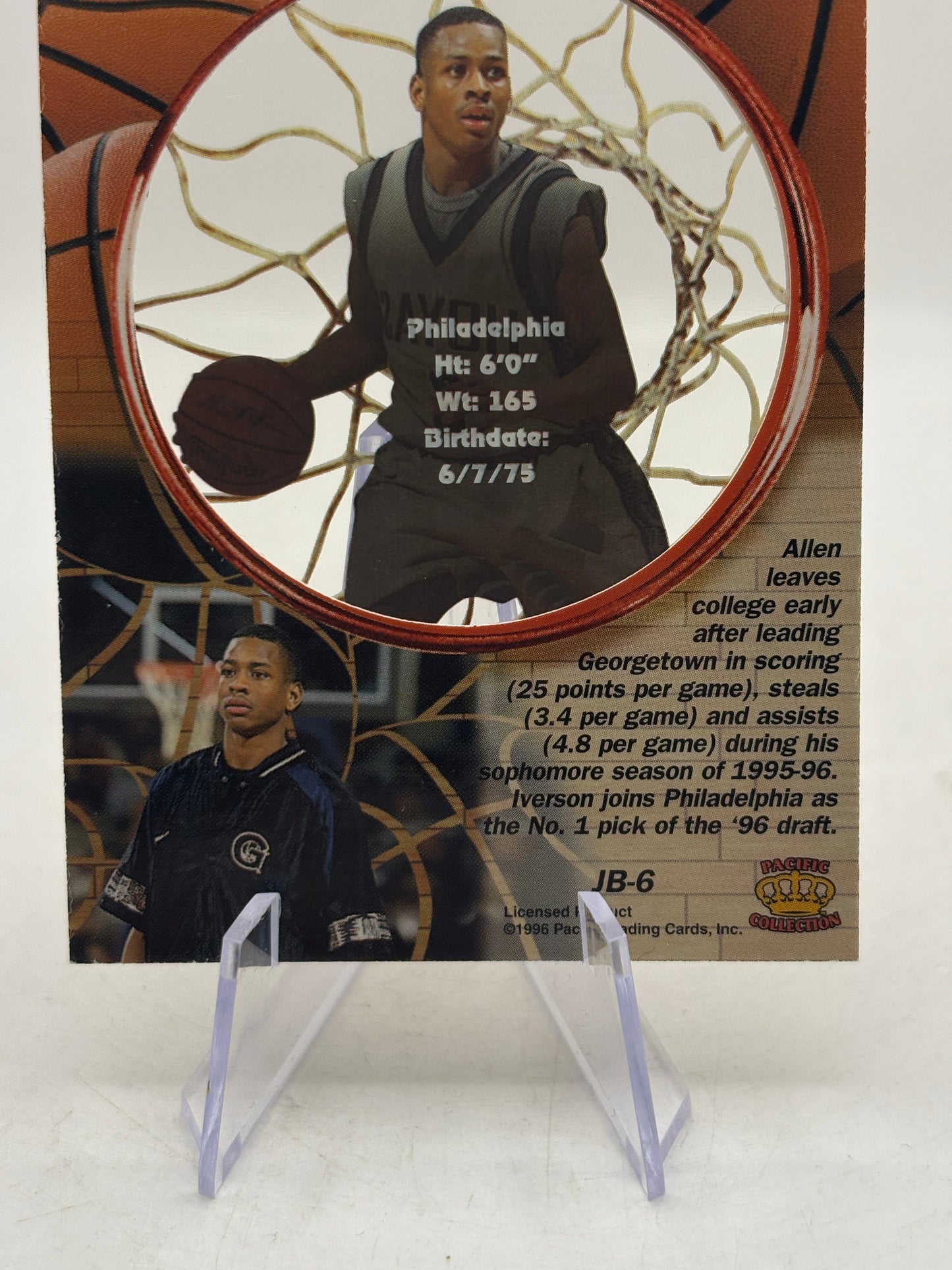 Allen Iverson Pacific Crown Collection Card #JB-6 Rookie Card FRENLY BRICKS - Open 7 Days