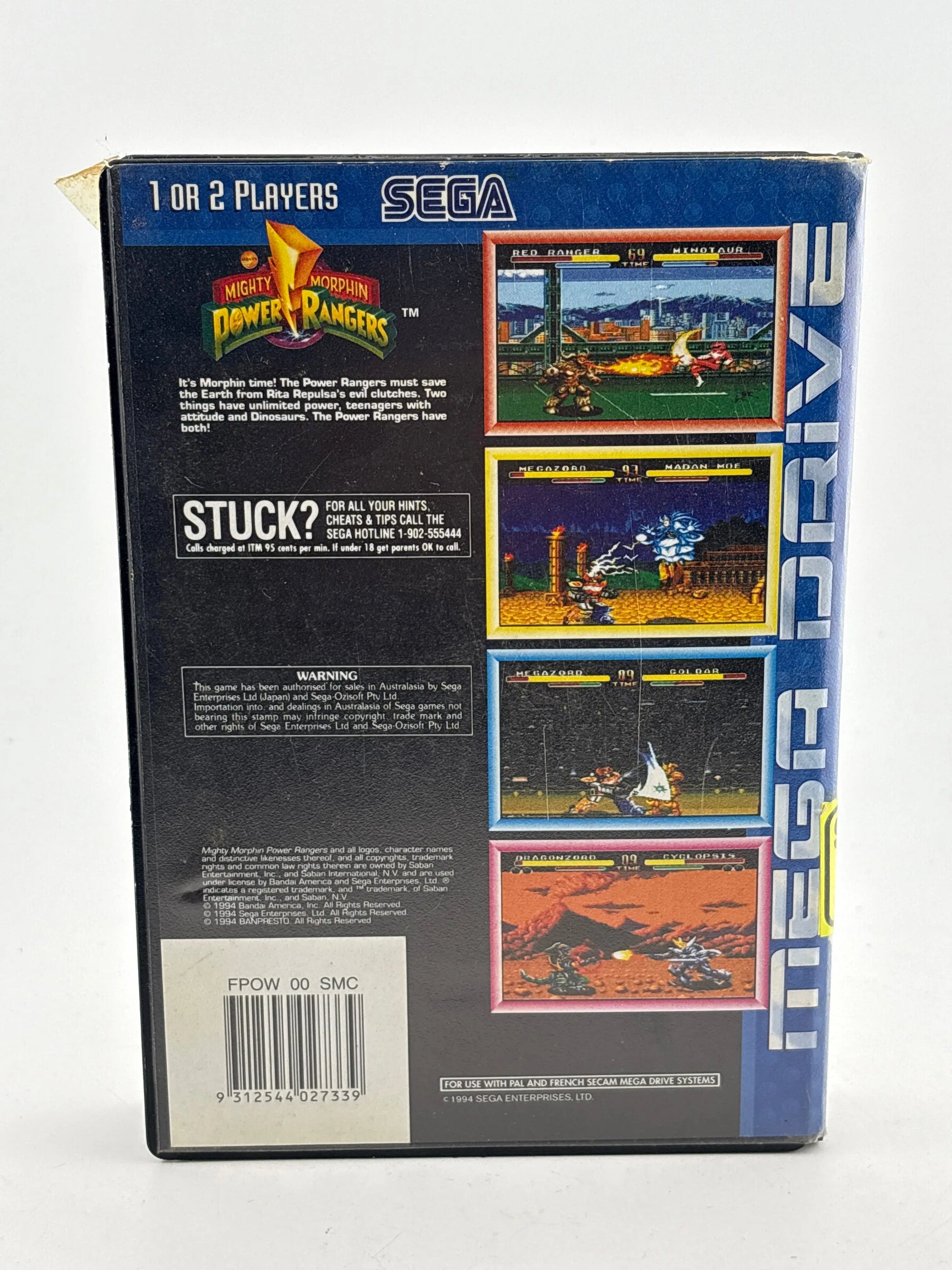 Sega Mega Drive Mighty Morphin Power Rangers Game FRENLY BRICKS - Open 7 Days