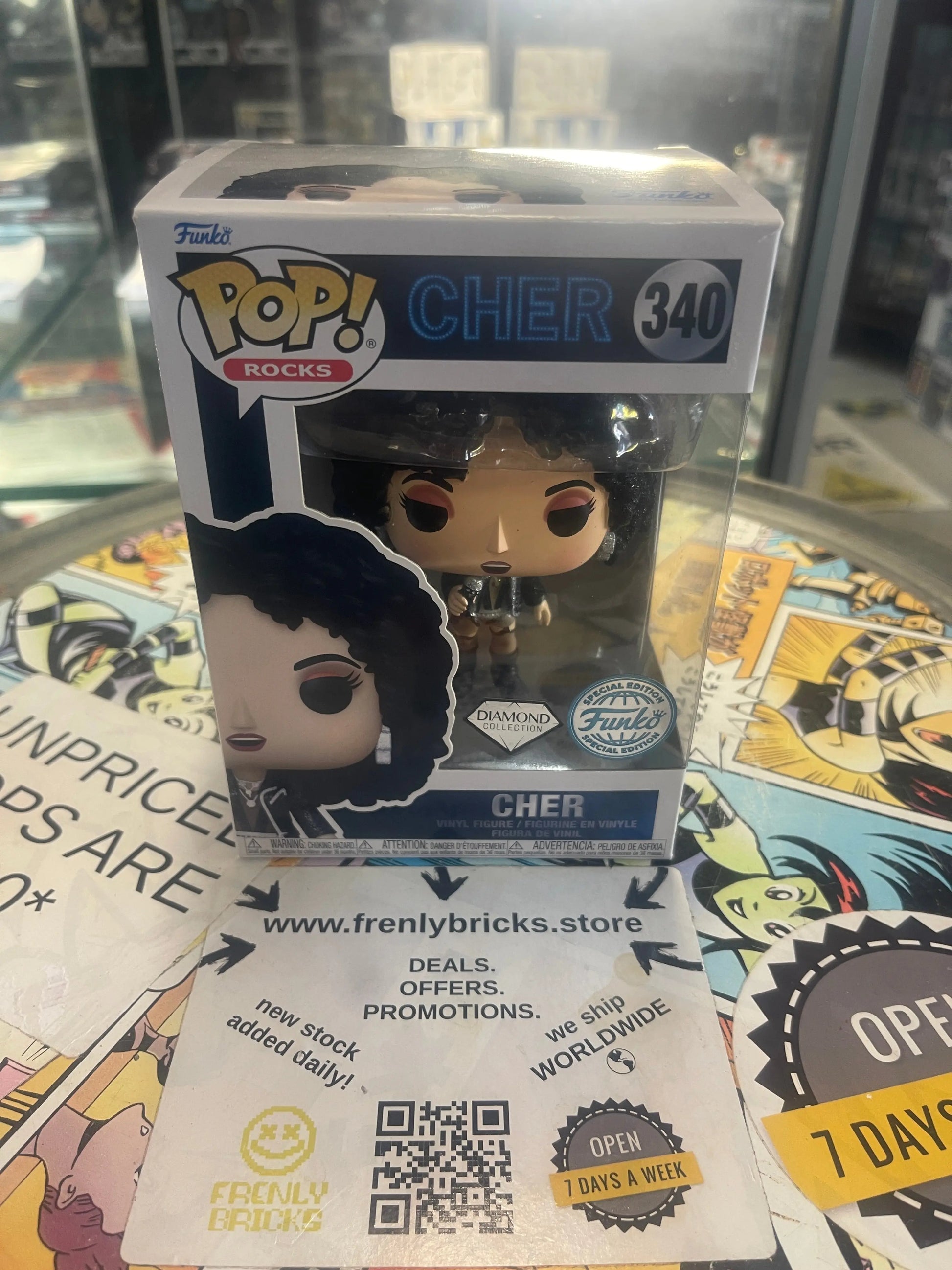 Funko POP! Rocks - CHER #340 Diamond glitter exclusive FRENLY BRICKS - Open 7 Days