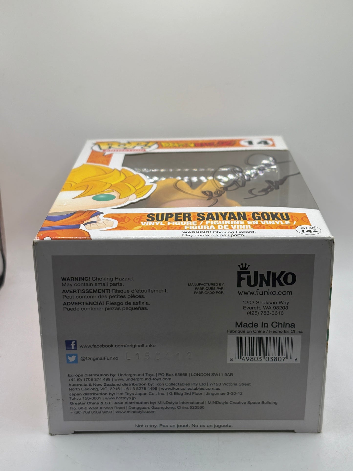 Funko POP! Animation Dragon Ball Z #14 Super Saiyan Goku Signed Sean No COA FRENLY BRICKS - Open 7 Days