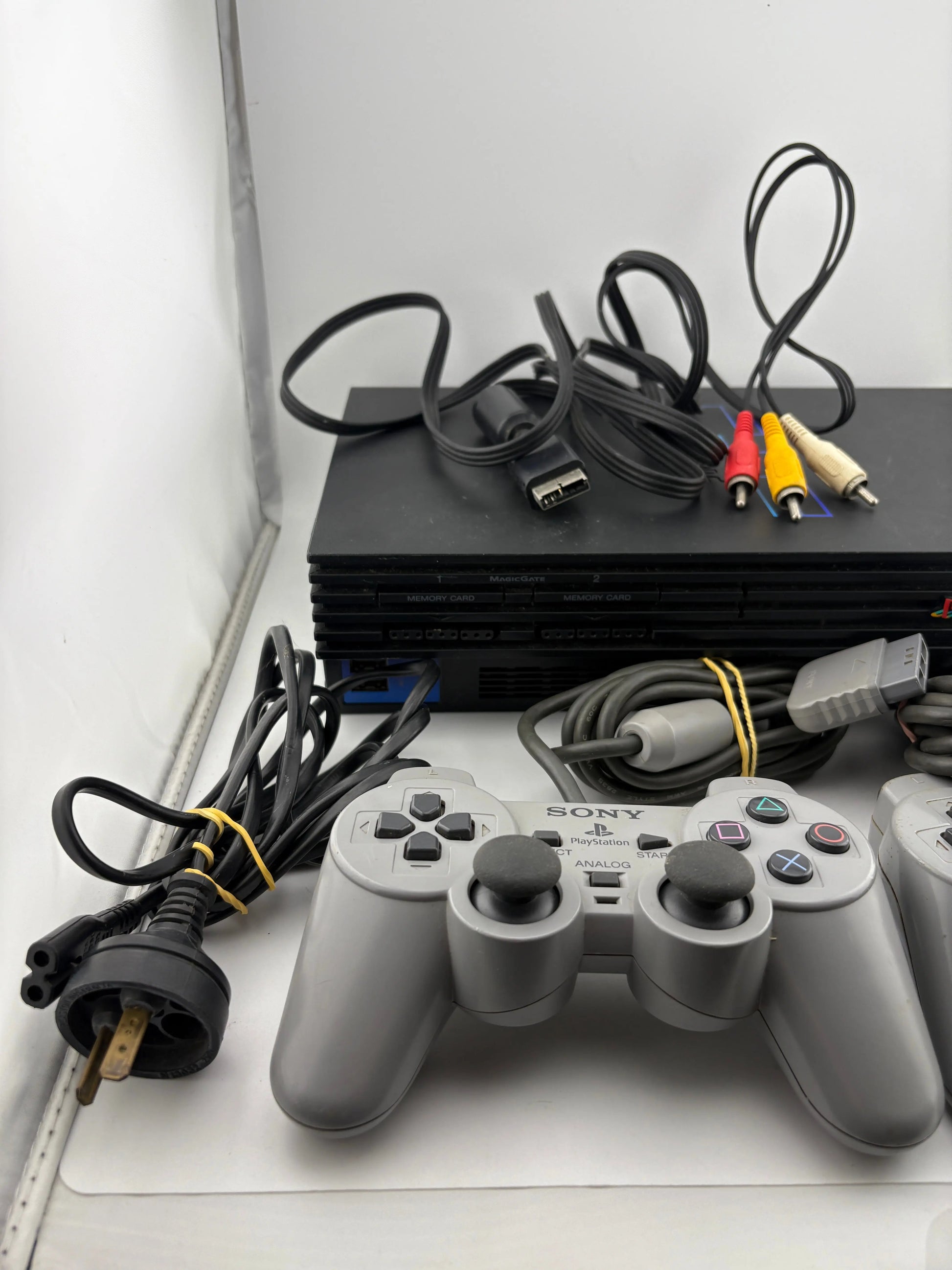 Sony PlayStation 2 Video Game Console with 2 Controllers, Cables & Memory (Power Tested) FRENLY BRICKS - Open 7 Days