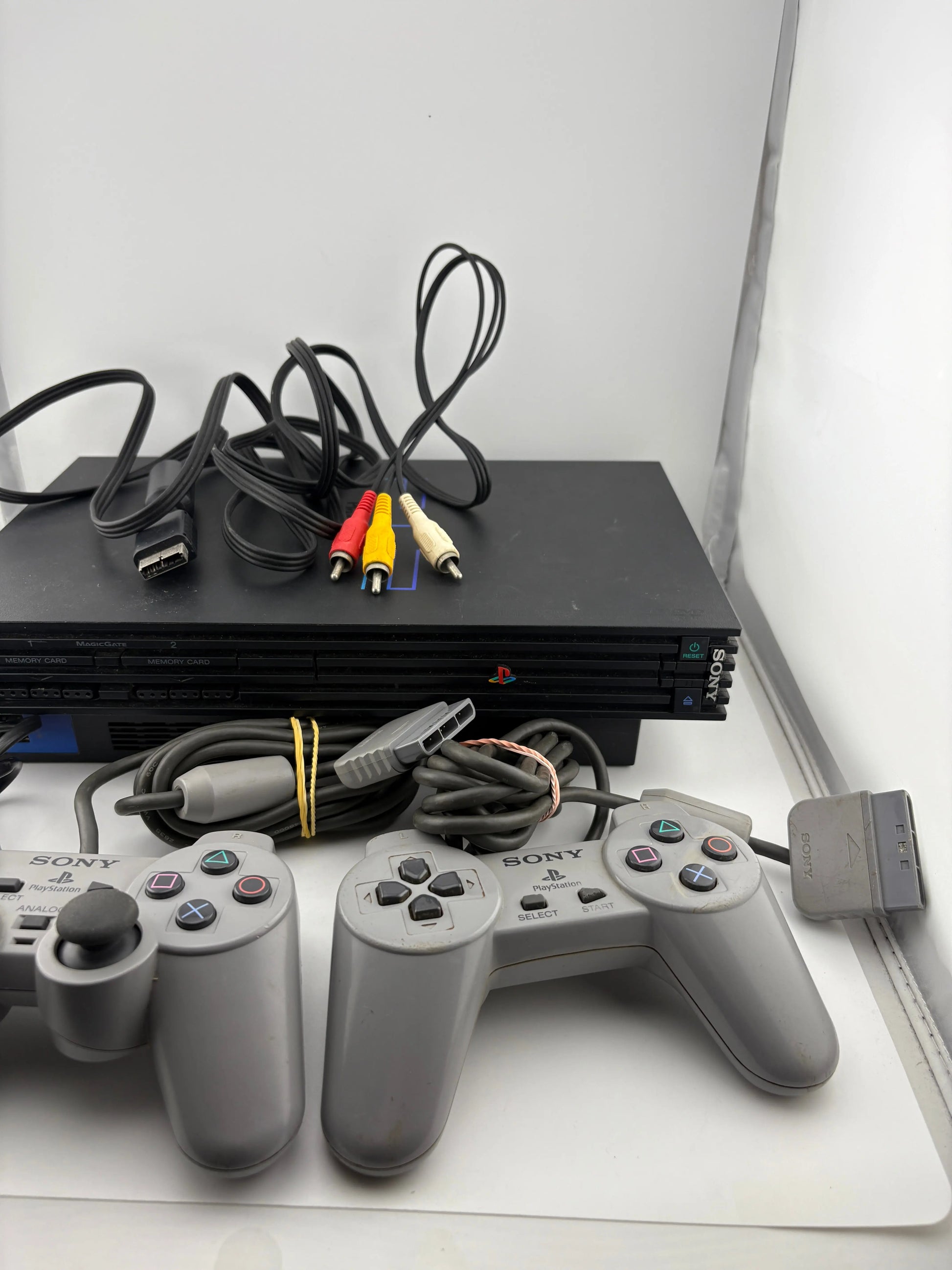 Sony PlayStation 2 Video Game Console with 2 Controllers, Cables & Memory (Power Tested) FRENLY BRICKS - Open 7 Days