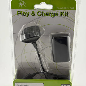 Xbox 360 Video Game Play and Charge Kit - Cable & Battery Pack Sealed FRENLY BRICKS - Open 7 Days