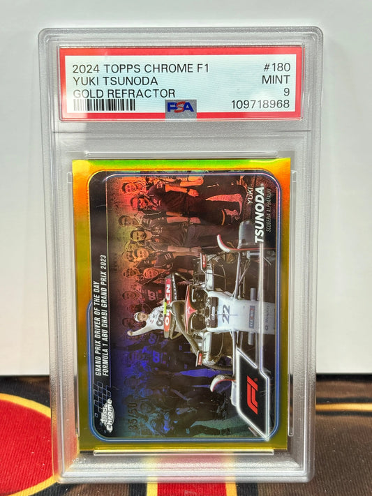2024 Topps Chrome F1 Yuki Tsunoda Gold Refractor PSA 9 FRENLY BRICKS - Open 7 Days