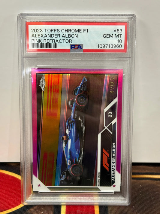 2023 Topps Chrome Alexander Albon /75 Pink Refractor PSA 10 POP: 1 FRENLY BRICKS - Open 7 Days