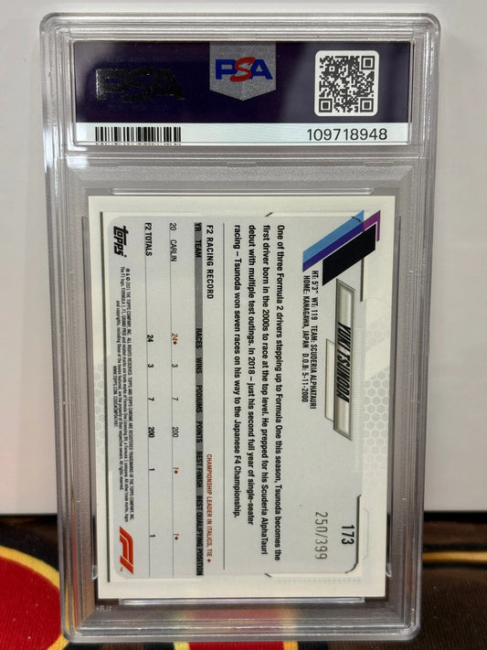 2021 Topps Chrome F1 Yuki Tsunoda Purple Refractor /399 PSA 9 FRENLY BRICKS - Open 7 Days