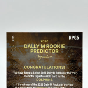2026 SELECT NRL HEROES DALLY M ROOKIE OF THE YEAR PREDICTOR - DOLPHINS /230 FRENLY BRICKS - Open 7 Days