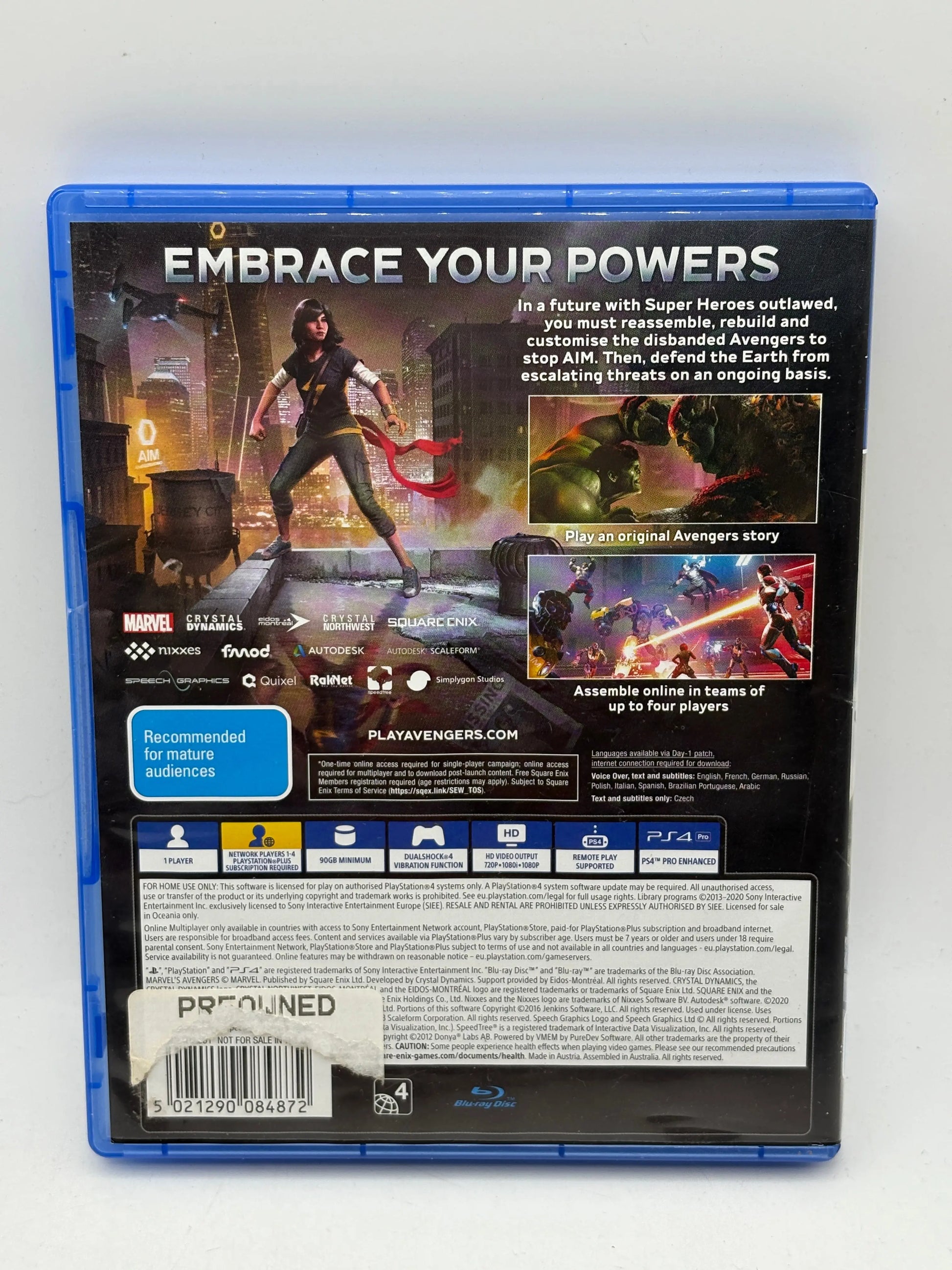 Sony Playstation 4 Marvel Avengers Video Game with Manuals FRENLY BRICKS - Open 7 Days