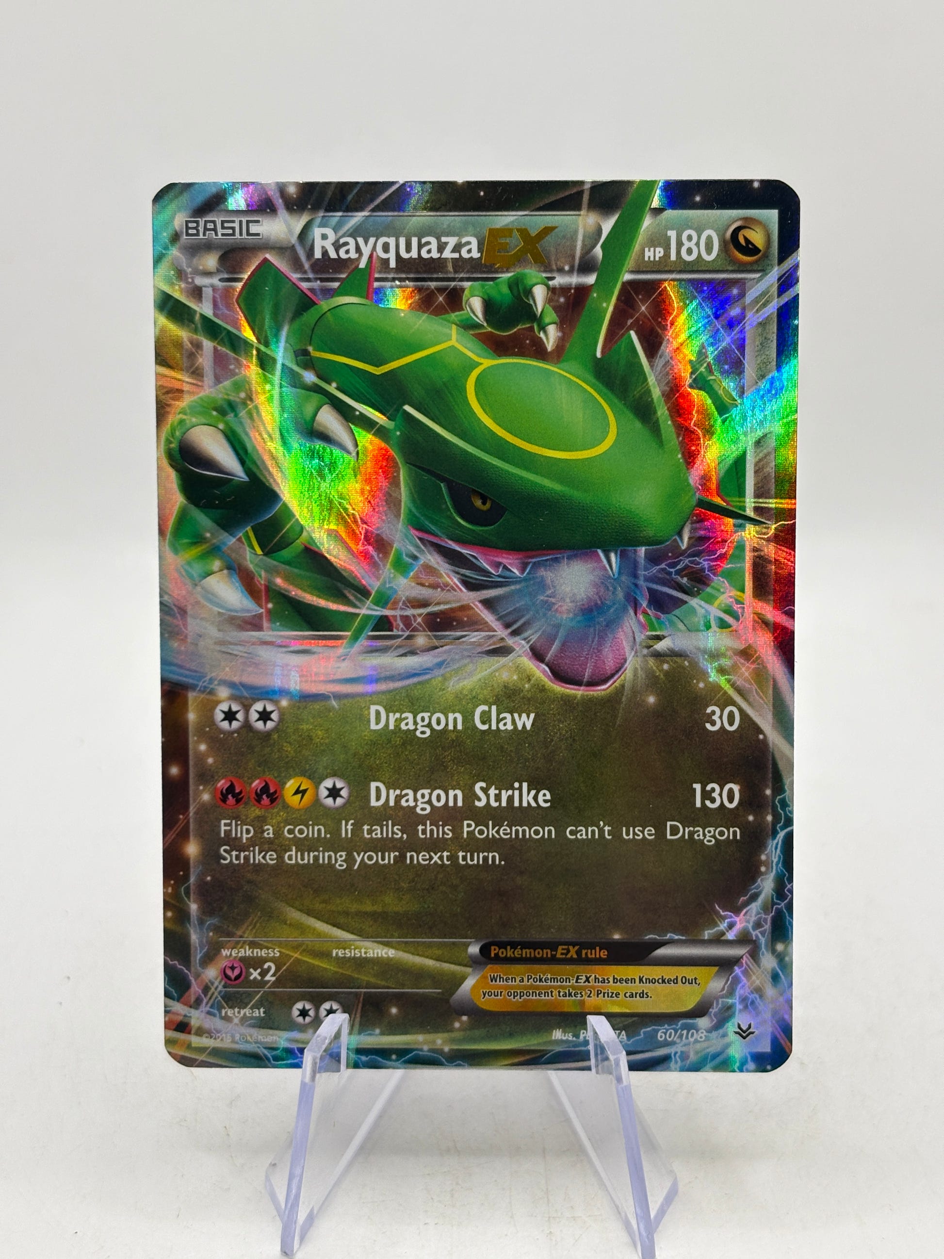 Pokemon TCG Roaring Skies - Rayquaza EX 60/108 Rare Holo LP image 1