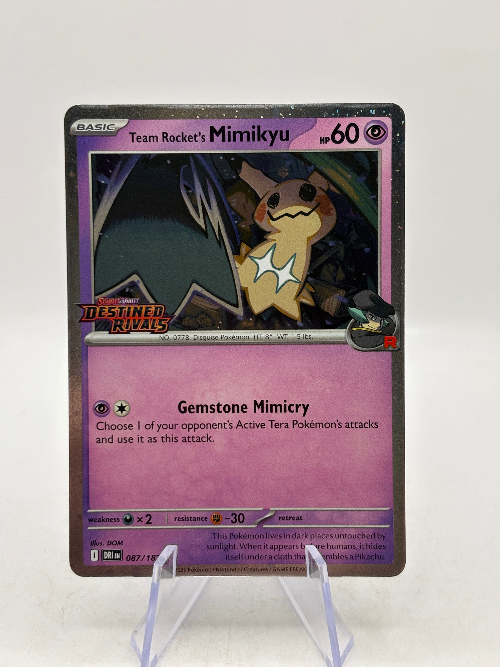 Pokemon TCG Destined Rivals - Team Rocket’s Mimikyu 087/182 Stamped (3) LP image 1