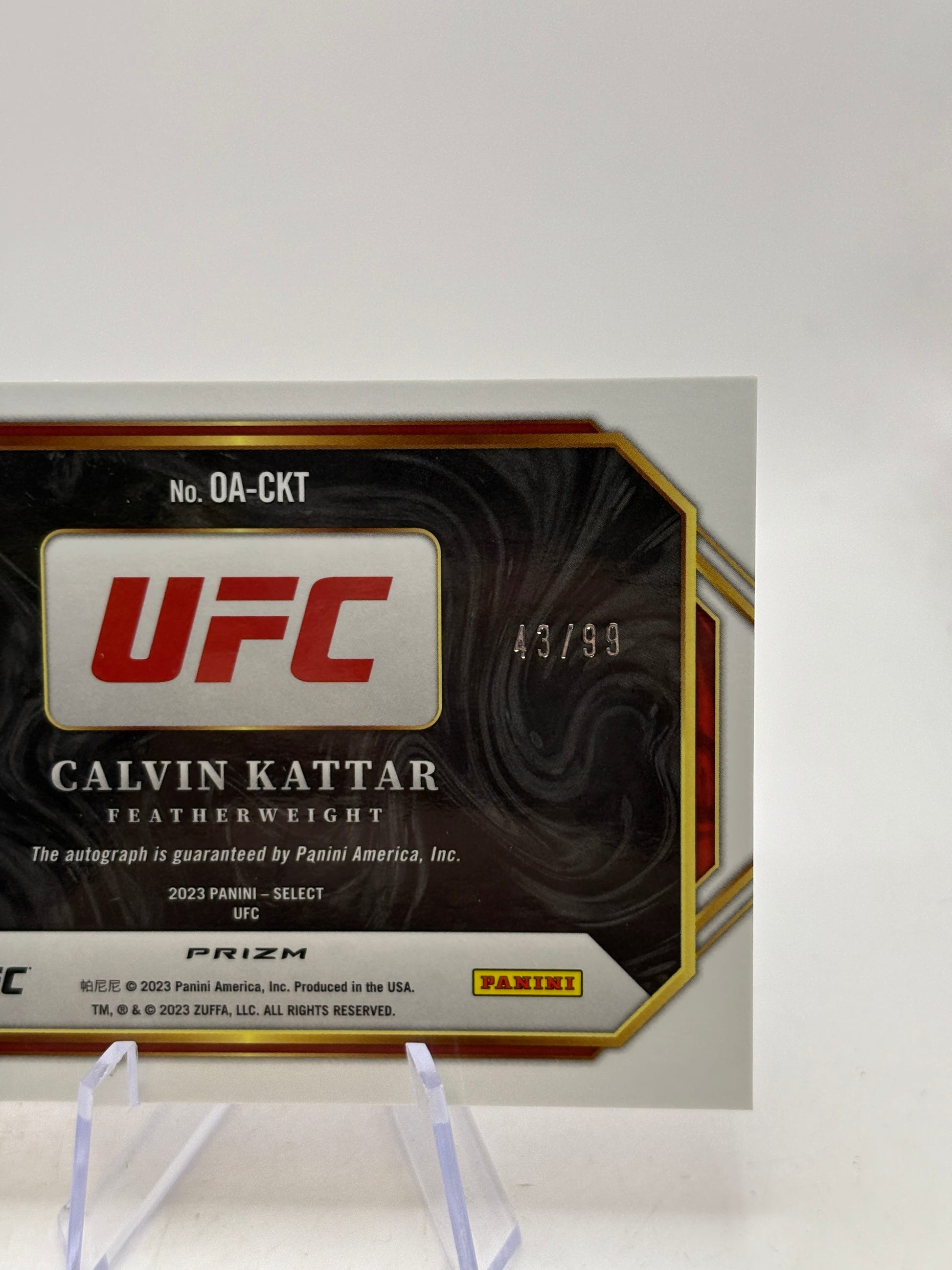 2023 Panini Select UFC #OA-CKT Calvin Kattar Octagon Action Auto /99 Red image 4