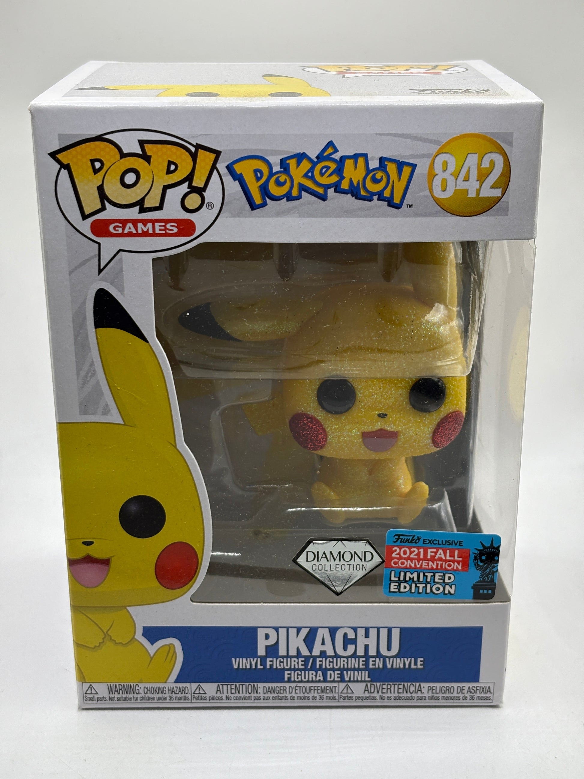 Funko POP! Games Pokemon #842 Pikachu Diamond 2021 Fall Con FRENLY BRICKS - Open 7 Days
