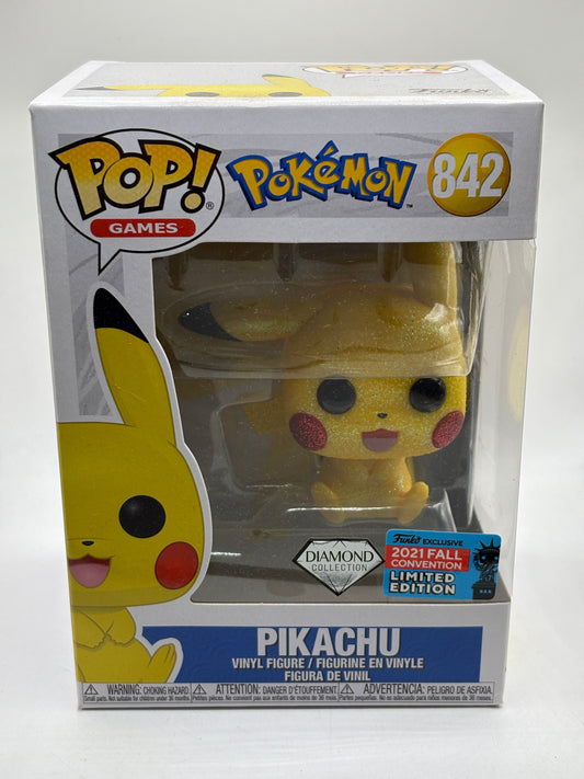 Funko POP! Games Pokemon #842 Pikachu Diamond 2021 Fall Con FRENLY BRICKS - Open 7 Days