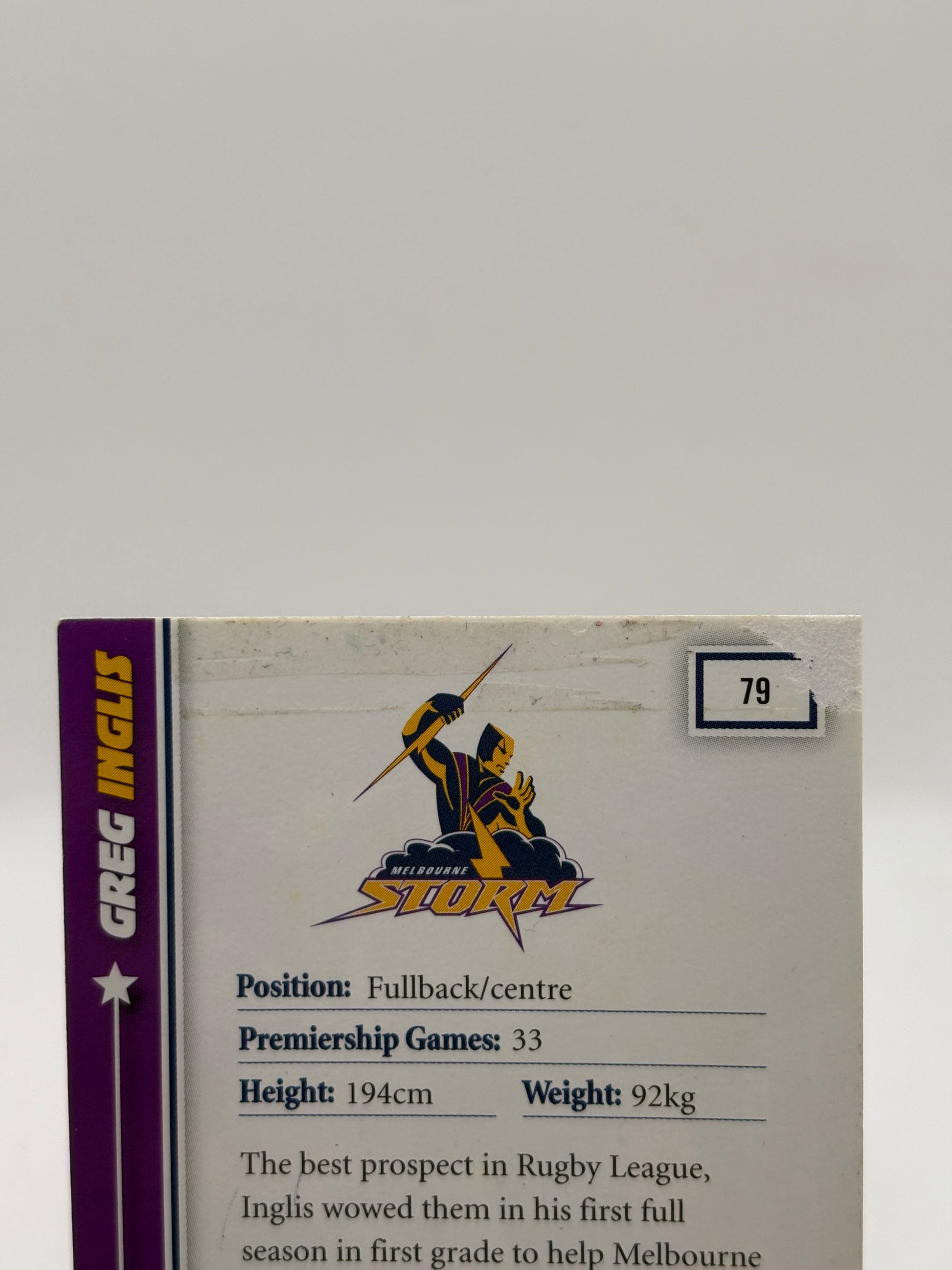 2007 Select NRL #79 Greg Inglis Melbourne Storm On Card Auto image 3
