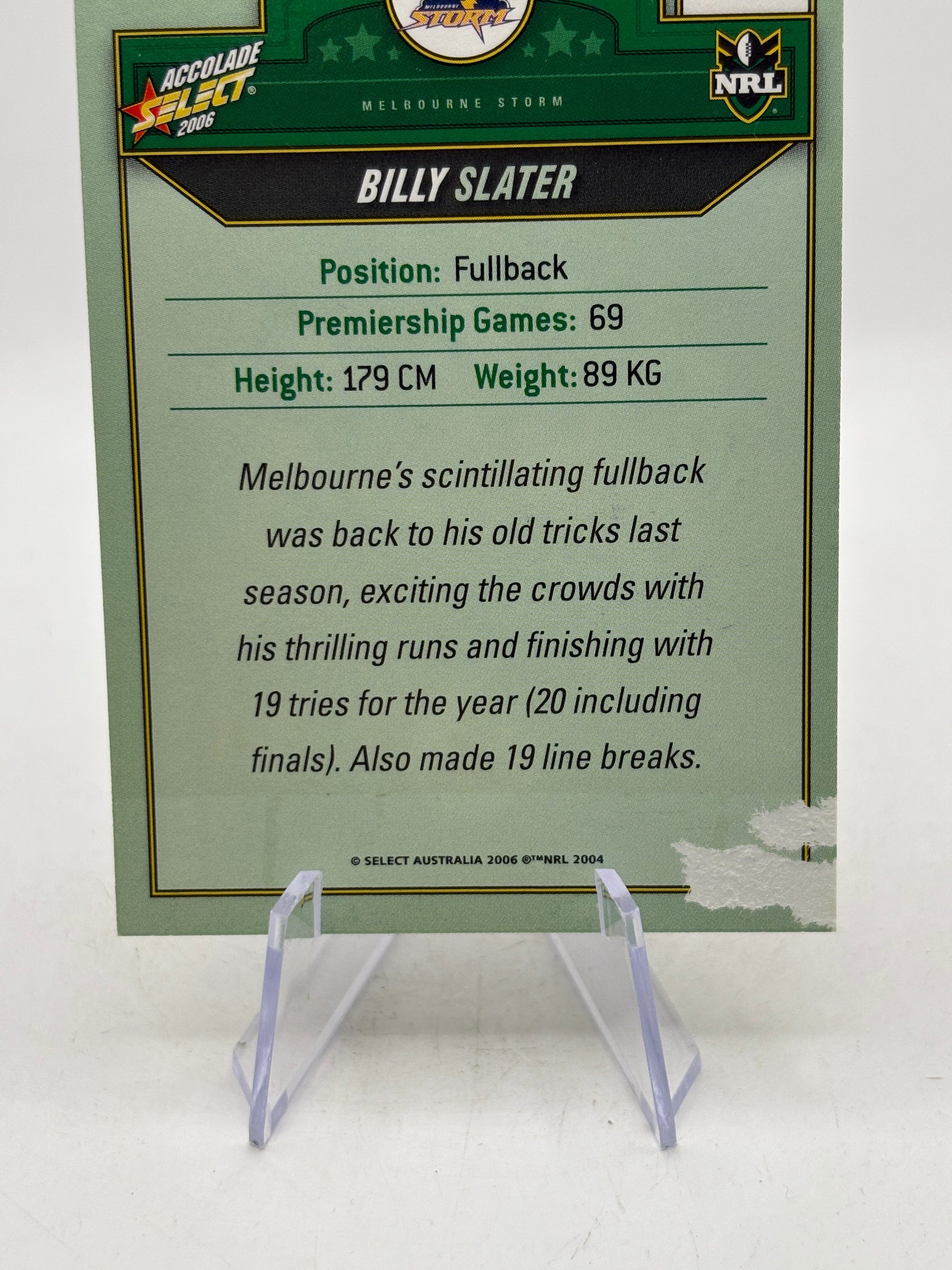 2006 Select NRL #60 Billy Slater On Card Auto image 4