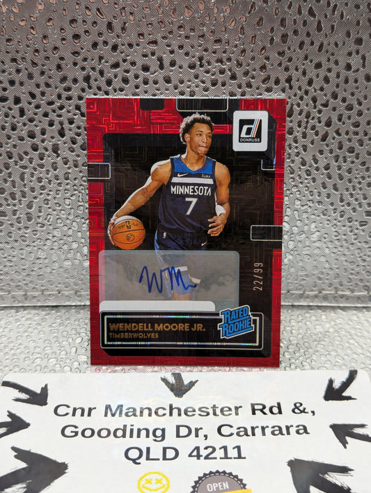 2022-23 Panini Donruss Red MOJO /99 WENDELL MOORE JR. RATED ROOKIE auto