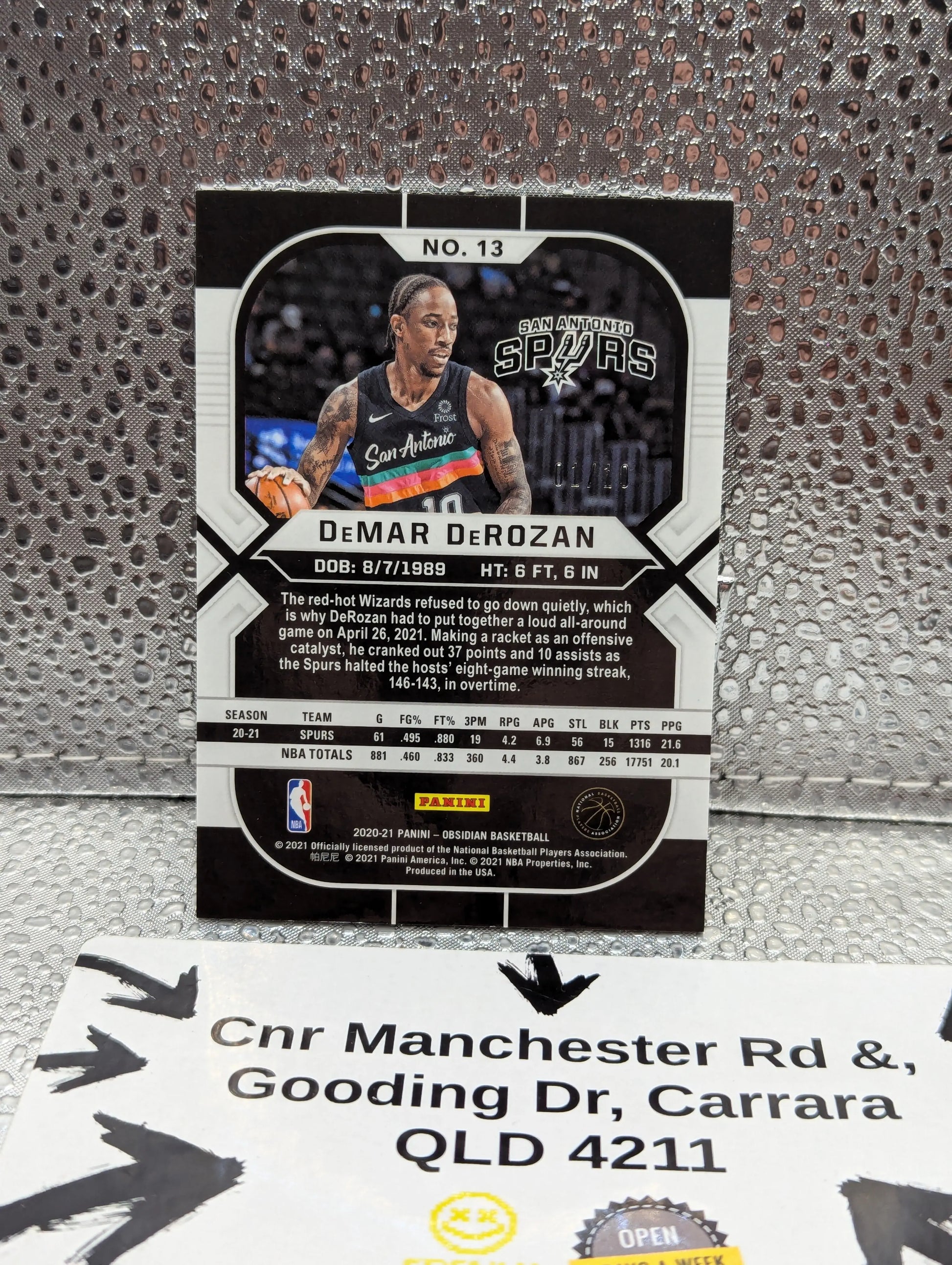 2020-21 Panini OBSIDIAN DeMar DeRozan /10 FRENLY BRICKS - Open 7 Days