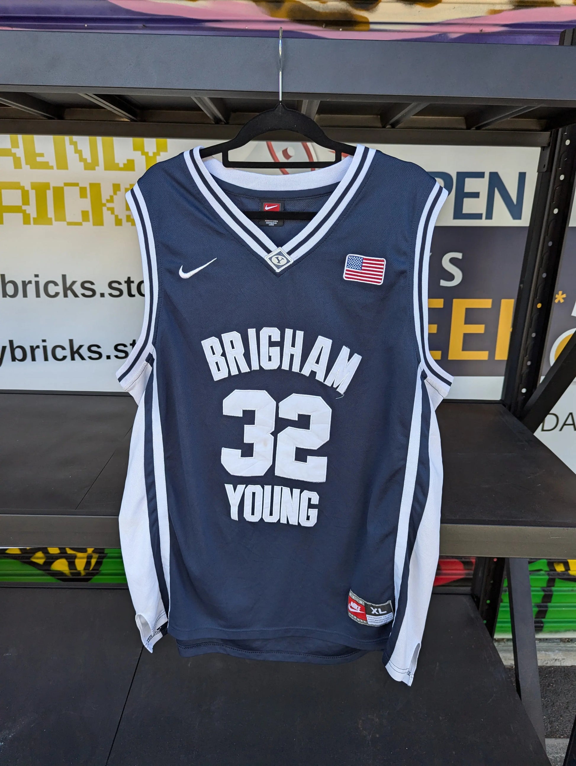 Jimmer Fredette Nike BYU Jersey Navy Blue/White Size XTRA Large Basketball College FRENLY BRICKS - Open 7 Days