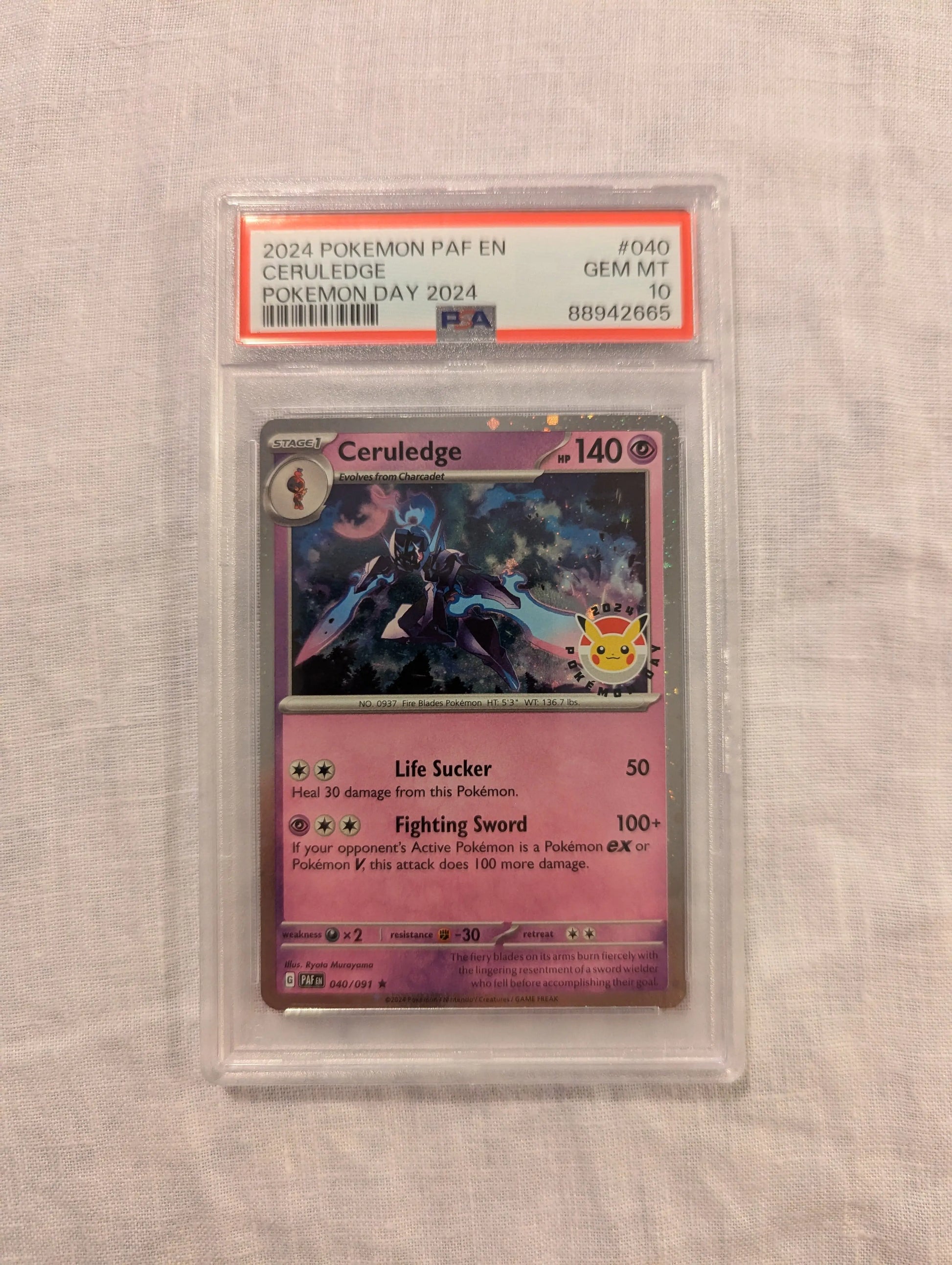 2024 Pokemon #40 Ceruledge Pokemon Day 2024 PSA 10 FRENLY BRICKS - Open 7 Days