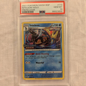 2021 Pokemon #113 Inteleon HOLO Prerelease PSA 10 FRENLY BRICKS - Open 7 Days