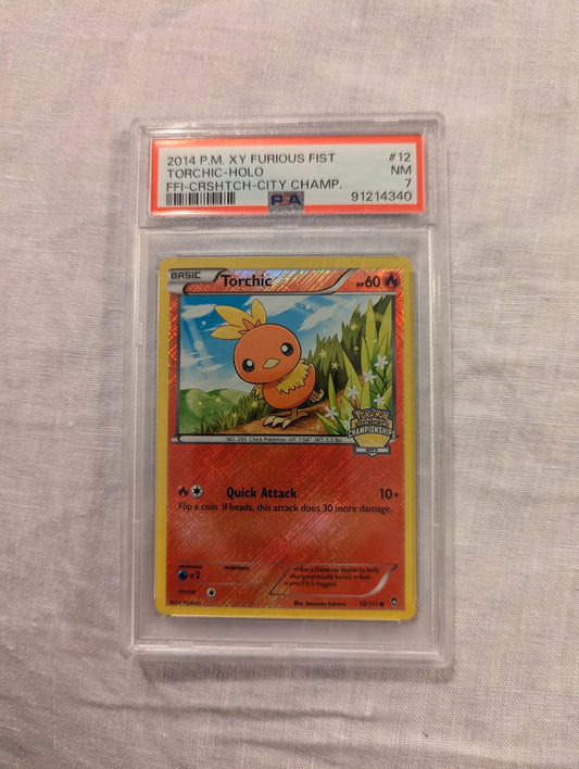 2014 Pokemon Torchic XY Furious Fist #12 Holo Championships city PSA 7 FRENLY BRICKS - Open 7 Days