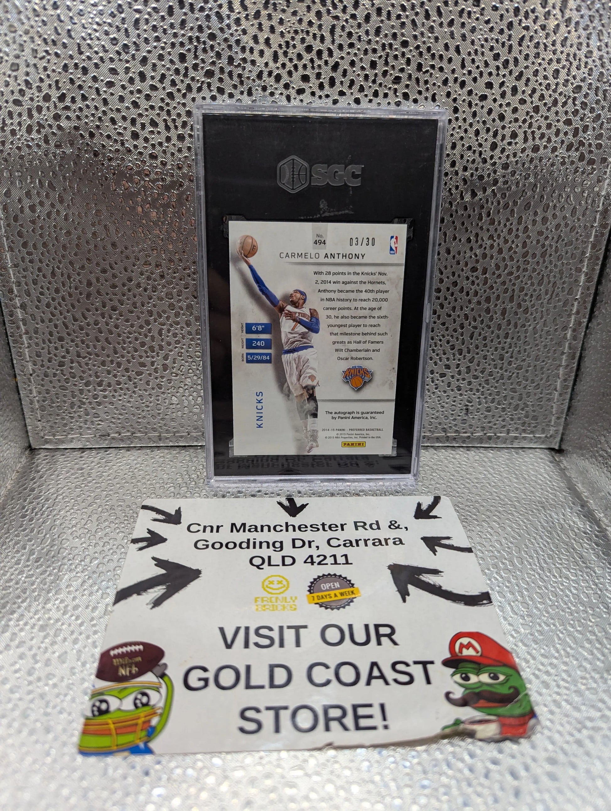 2014-15 Panini Preferred Carmelo Anthony Auto /30 On Card SGC 9.5 auto 10 FRENLY BRICKS - Open 7 Days