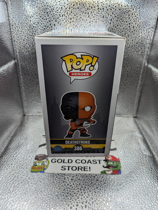 Funko POP #386 Deathstroke - DC Batman - 2021 - SPECIAL EDITION FRENLY BRICKS - Open 7 Days