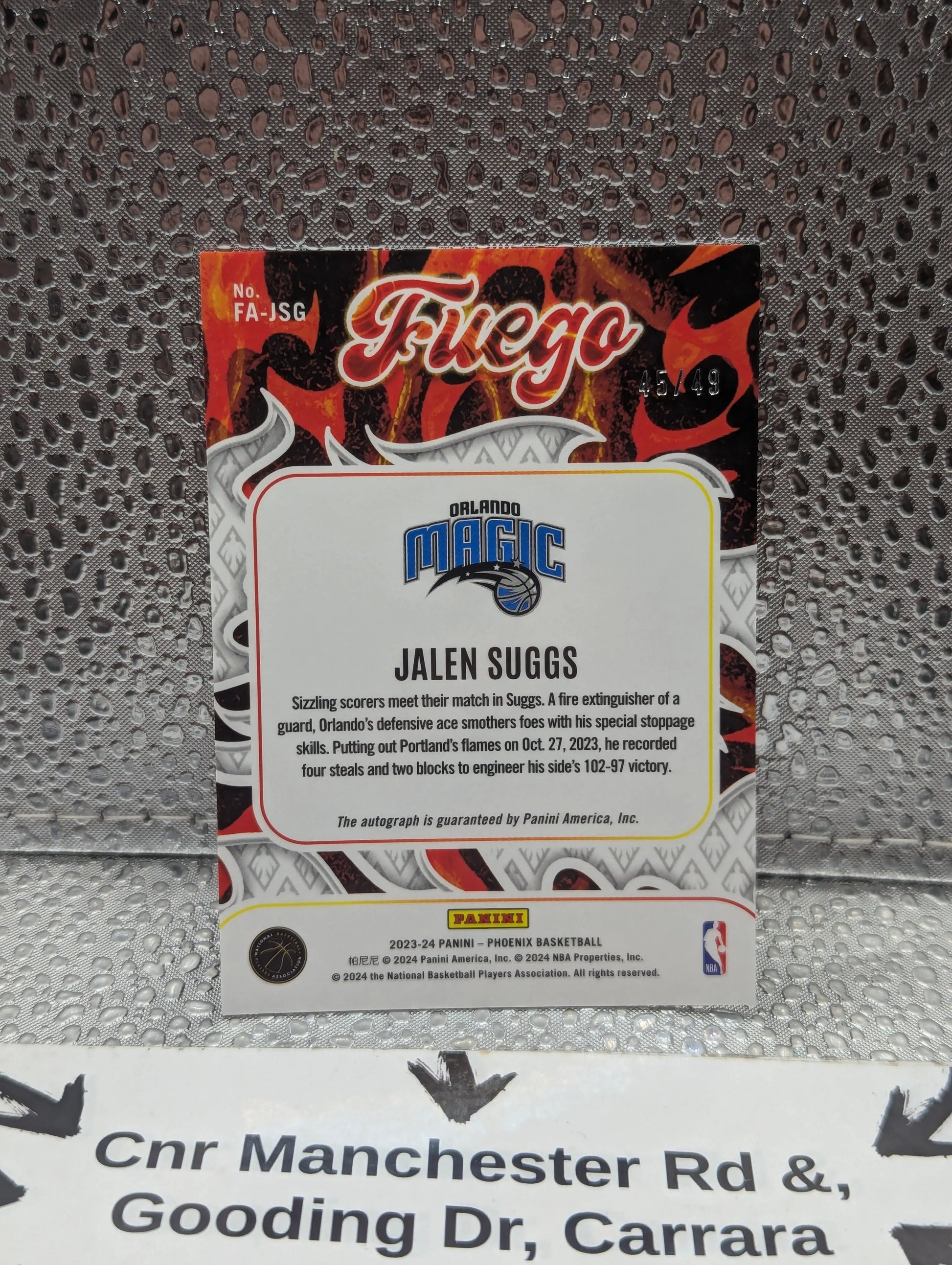 2023-24 Panini Phoenix Jalen Suggs Fuego Autographs Orange Auto /49 Magic FRENLY BRICKS - Open 7 Days