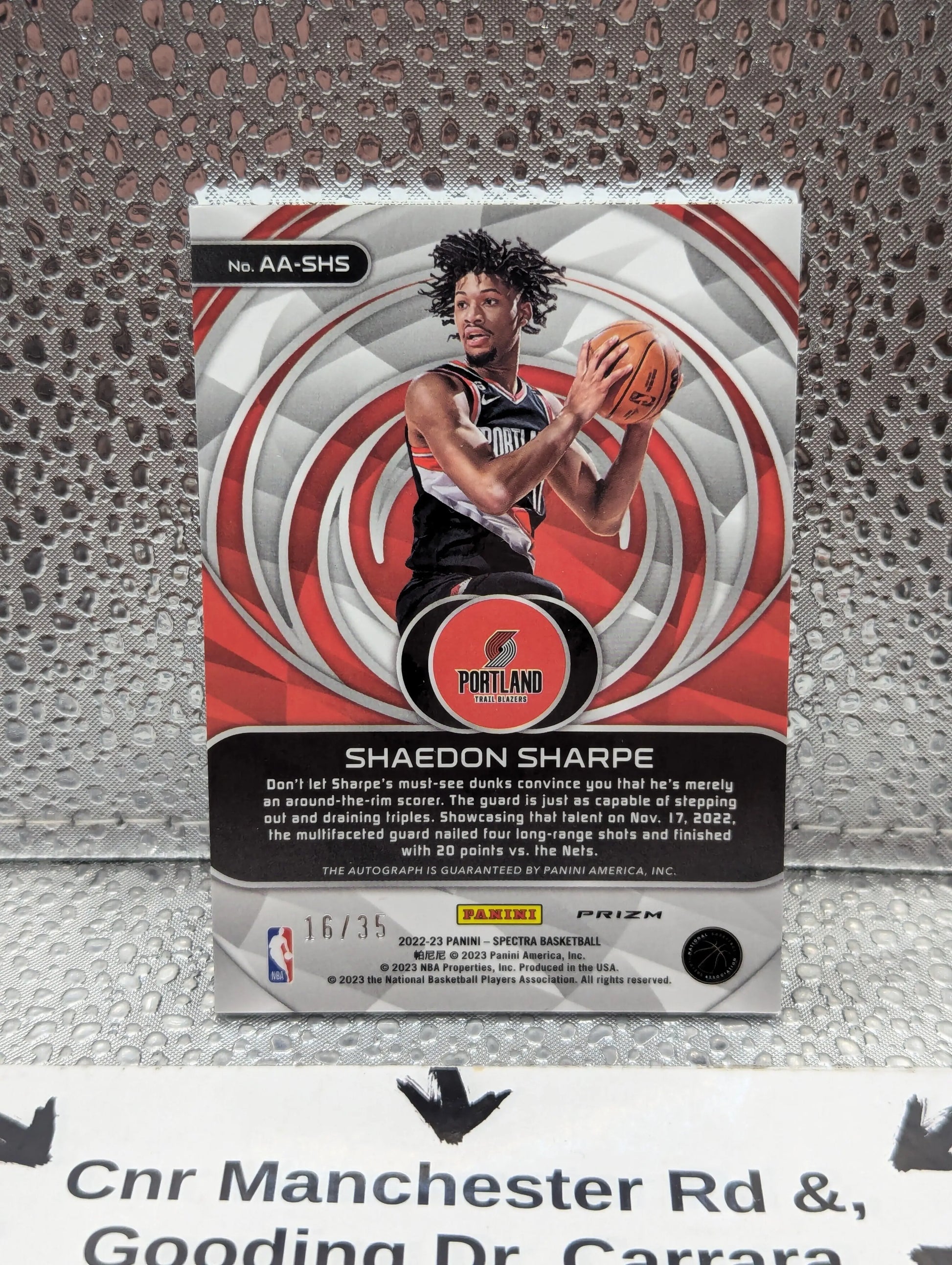 2022-23 Panini Spectra Shaedon Sharpe RC Rookie Aspiring Auto Purple /35 FRENLY BRICKS - Open 7 Days