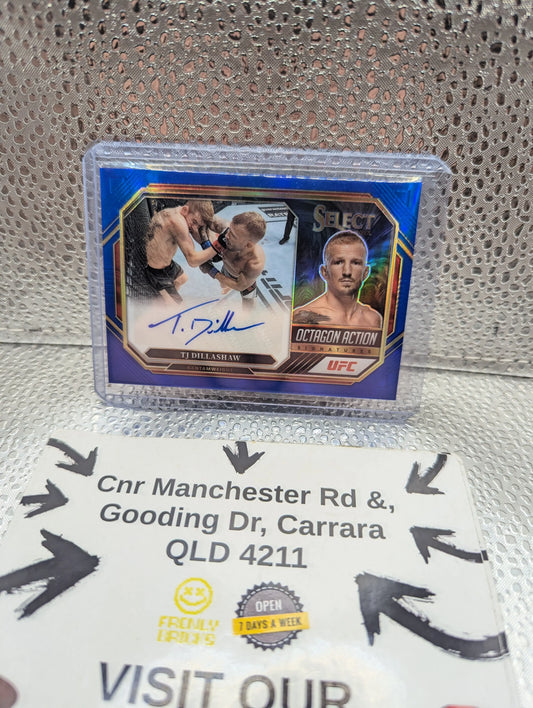 UFC 2023 "TJ DILLASHAW" Auto Blue /75 Prizm Select Octagon Action Panini FRENLY BRICKS - Open 7 Days