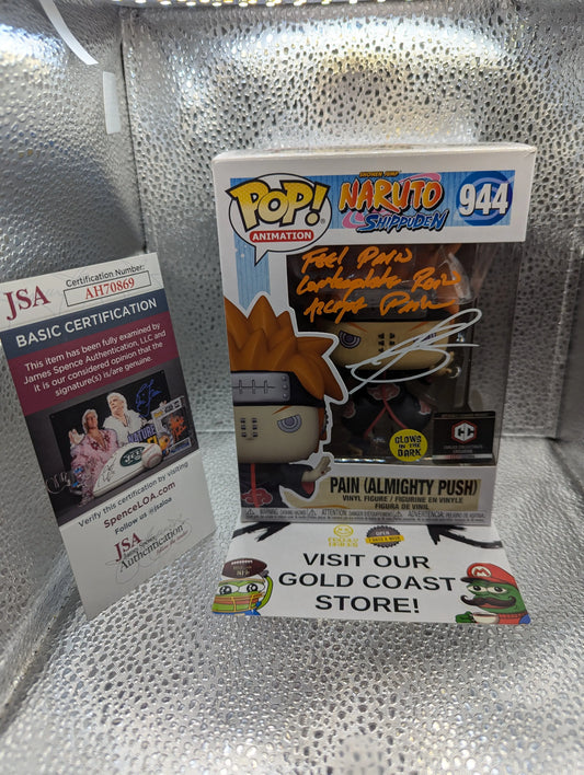 Funko Pop Naruto Shippuden Pain (Almighty Push) 944 Signed With JSA COA FRENLY BRICKS - Open 7 Days