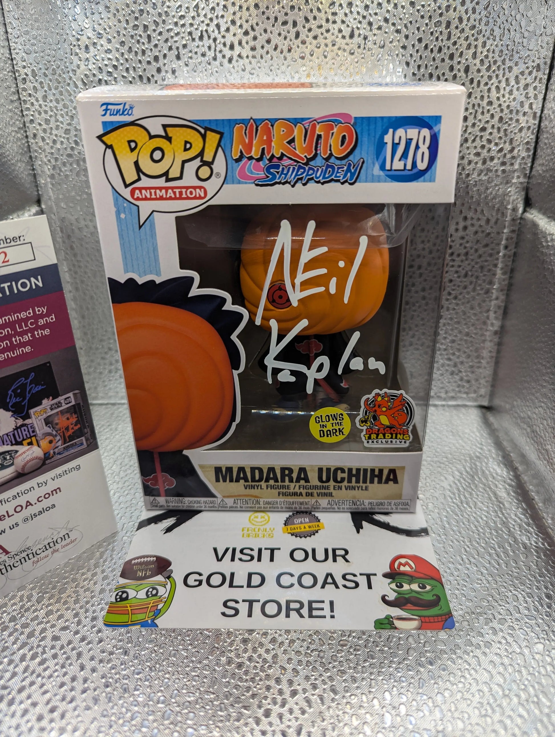 Funko Pop Naruto Shippuden Madara Uchiha 1278 Glow DRAGONS TRADING EXCLUSIVE JSA AUTOGRAPH FRENLY BRICKS - Open 7 Days