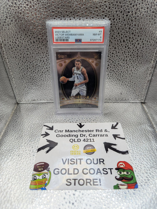 2023-24 Panini Select Victor Wembanyama Lodestar Rookie RC #9 PSA 8 Spurs MINT FRENLY BRICKS - Open 7 Days