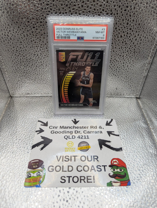 2023-24 Donruss Elite #3 Victor Wembanyama RC Full Throttle Insert PSA 8 Mint FRENLY BRICKS - Open 7 Days