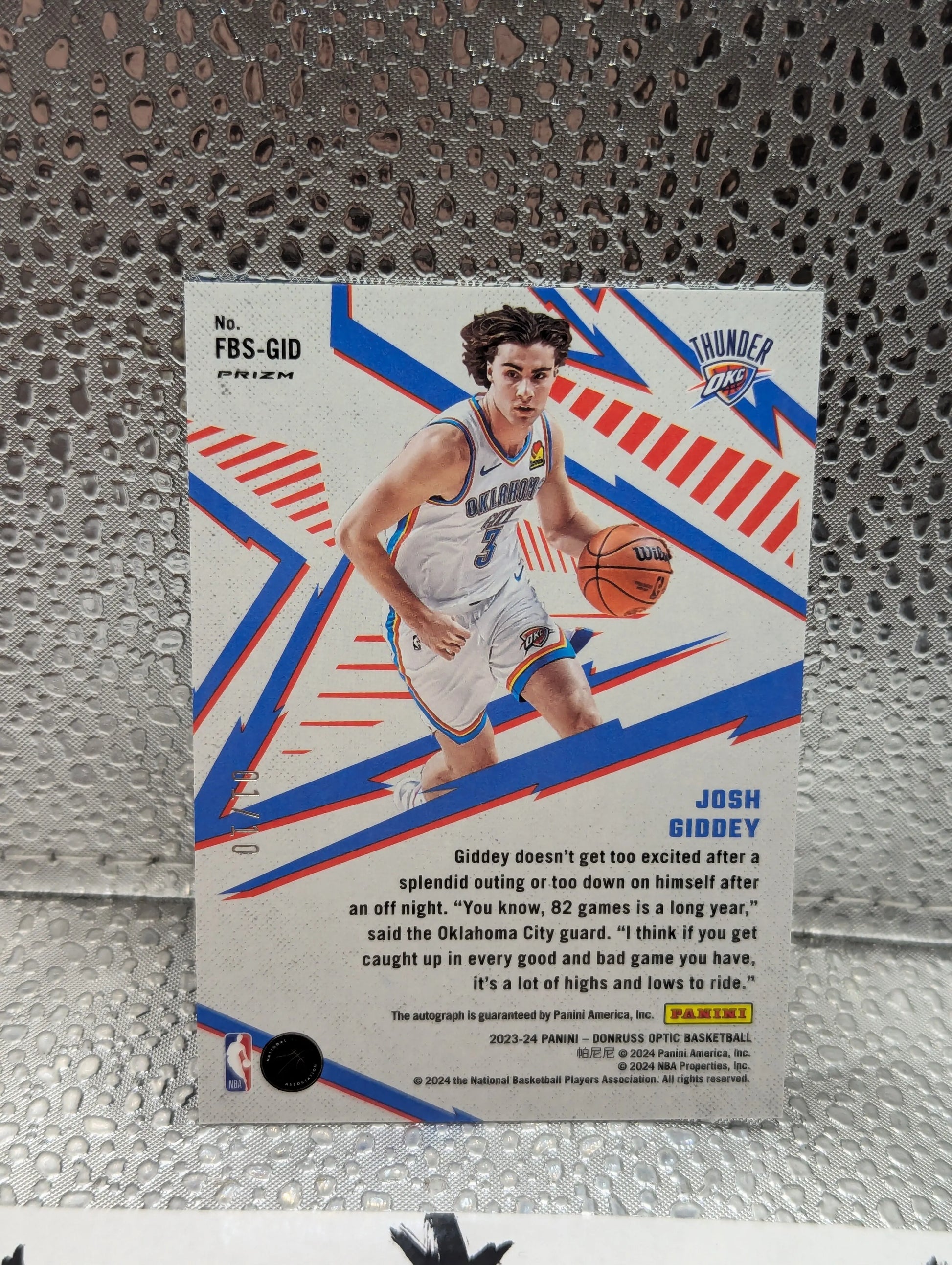 2023-24 Optic Fastbreak Signatures Gold Josh Giddey Auto 1/10 FRENLY BRICKS - Open 7 Days