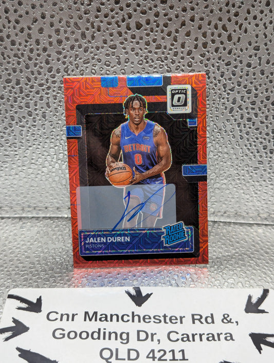 Jalen Duren 2022-23 Donruss Optic RC Choice Red SP On Card Auto Pistons Rookie FRENLY BRICKS - Open 7 Days