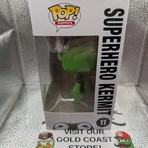 Funko Pop! The Muppets - Superhero Kermit #11 ECCC 2017 3000 pcs Vaulted FRENLY BRICKS - Open 7 Days