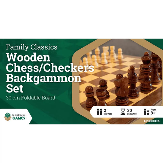 LPG Classics Wooden Folding Chess/Checkers/Backgammon Set 30cm FRENLY BRICKS - Open 7 Days