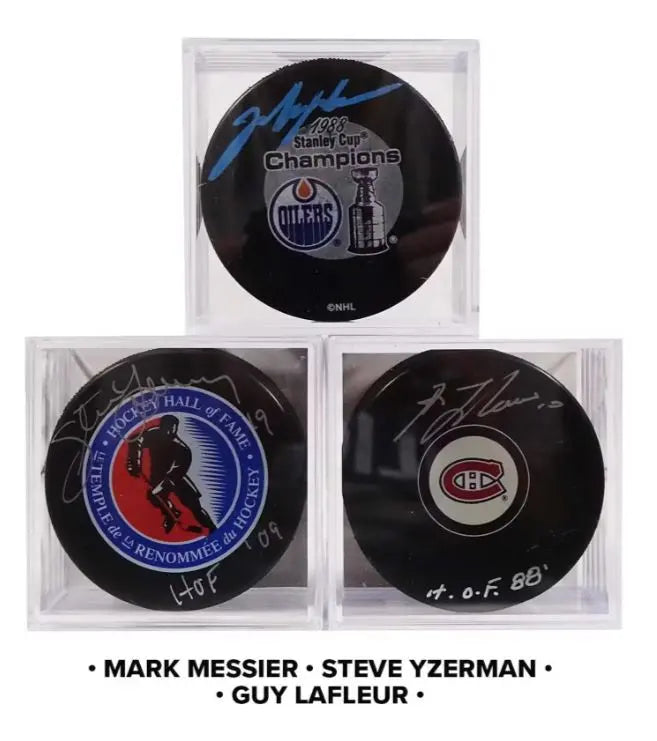 2024/25 Hit Parade Autographed Hockey Puck Legends Edition Series 1 Hobby Box - Mark Messier & Steve Yzerman FRENLY BRICKS - Open 7 Days