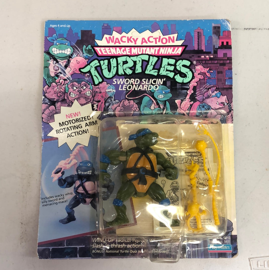 1990 TMNT Ninja Turtles Wacky Action Sword Slicin’ Leo Leonardo Figure FRENLY BRICKS - Open 7 Days