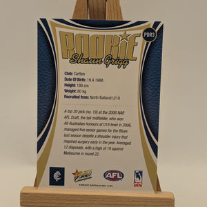 2007 Select AFL Supreme Predictor Carlton +Draft Rookie PDR3 Shaun Grigg FRENLY BRICKS - Open 7 Days