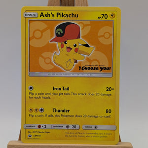 Ash's Pikachu SM110 Sun & Moon Black Star Promo I CHOOSE YOU! Pokemon Orange FRENLY BRICKS - Open 7 Days